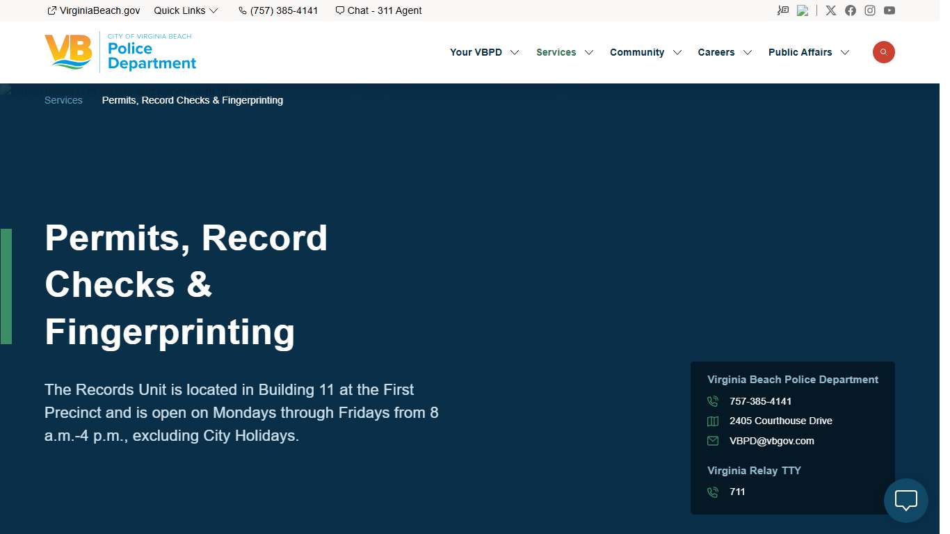 Permits, Record Checks & Fingerprinting City of Virginia Beach