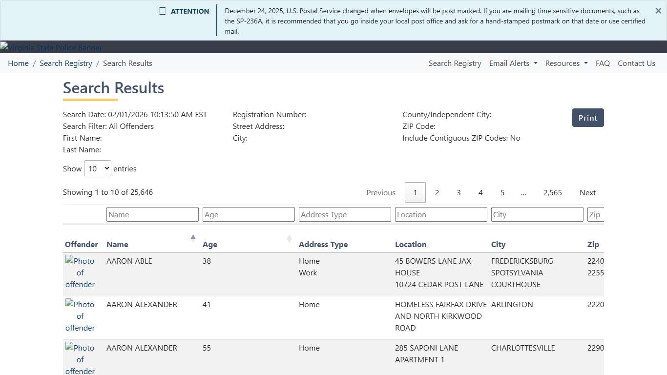 Results - Virginia State Police